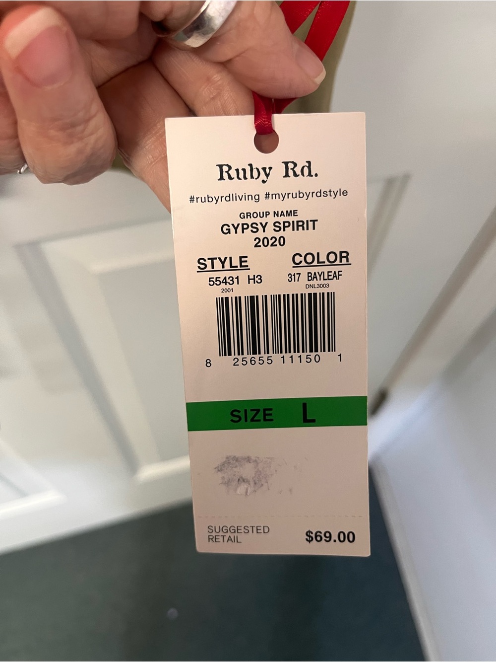 Ruby Rd. Bayleaf Green Size L Tag - Picture 3 of 3